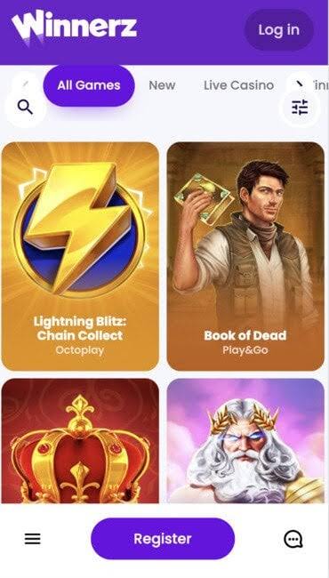 Winnerz Casino app skärmdump